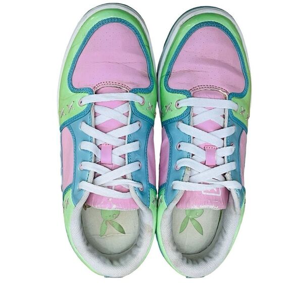 Rare Playboy Vintage 90s Sneakers Green Pink Blue Candy Stitches/Detail Logo 8.5 - Picture 9 of 14